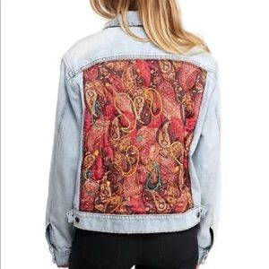 Free People Paisley Quilted Denim Jacket